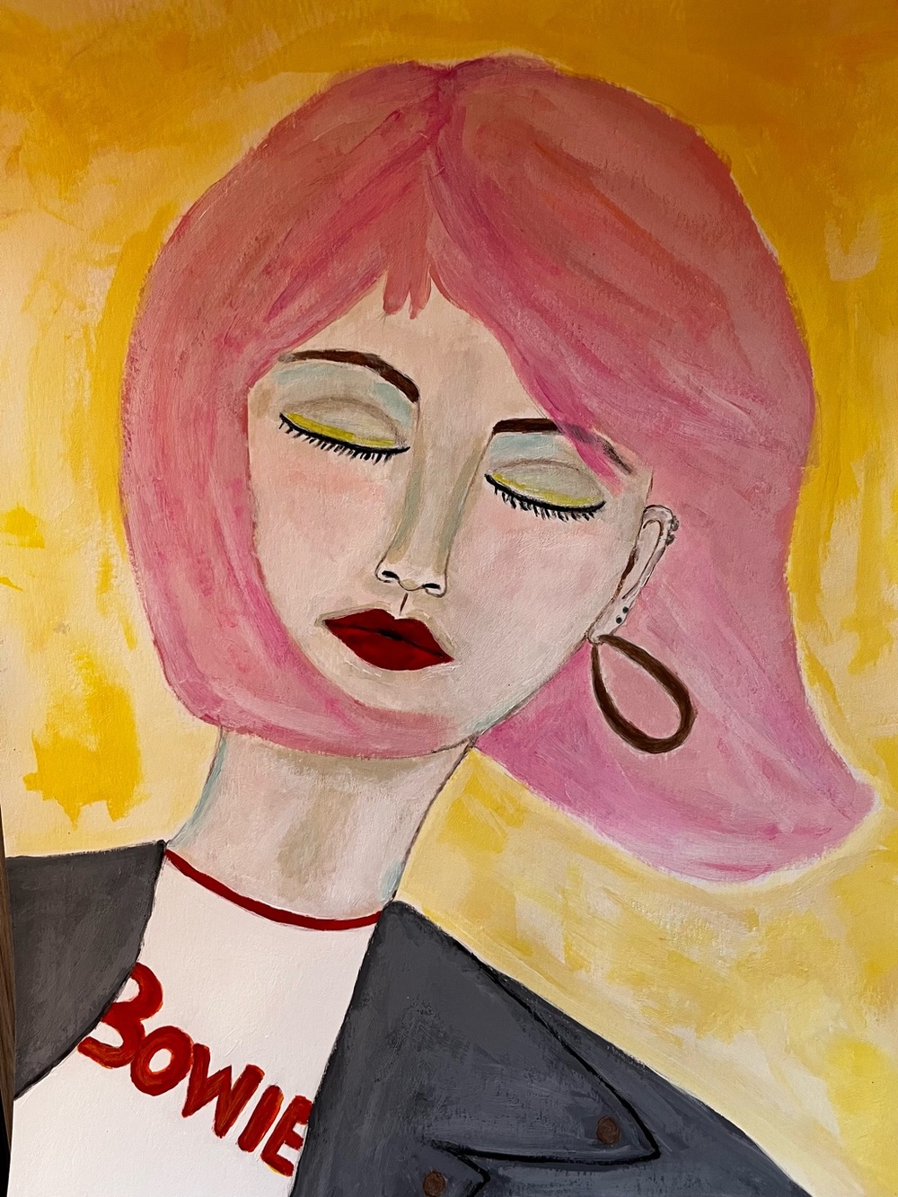 Original art painting of a 90s inspired woman